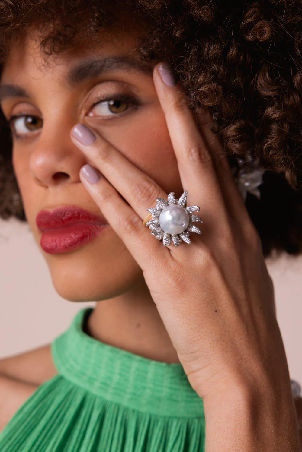 Pearl Diamond Blossom Ring - Image 4