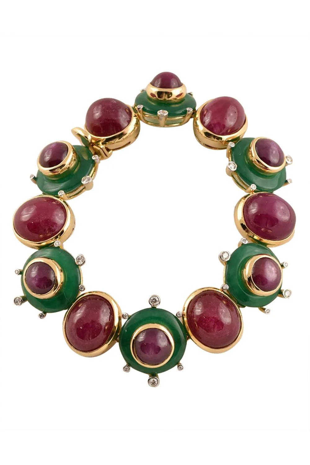 Ruby Agate Diamond Bracelet