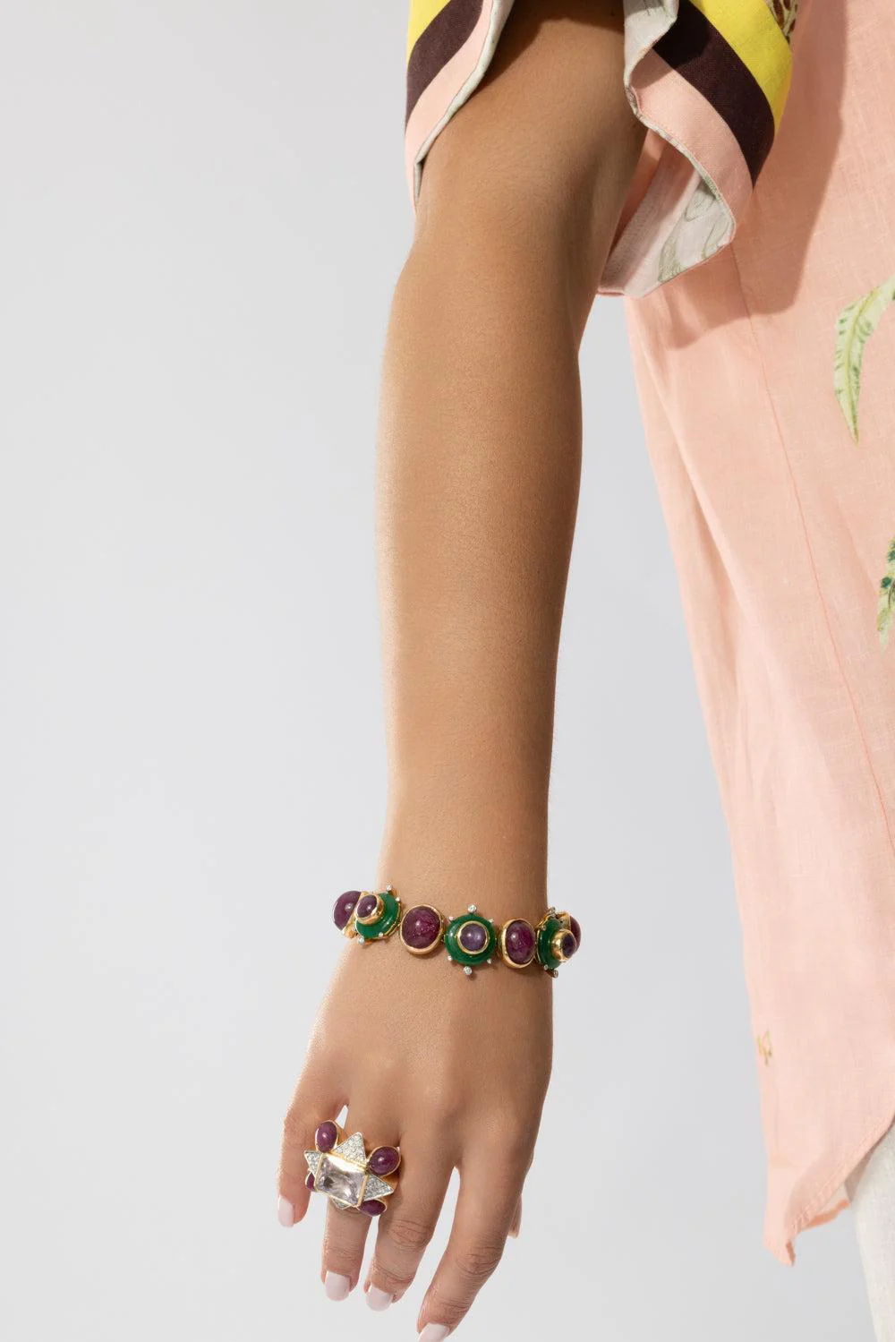 Ruby Agate Diamond Bracelet - Image 3