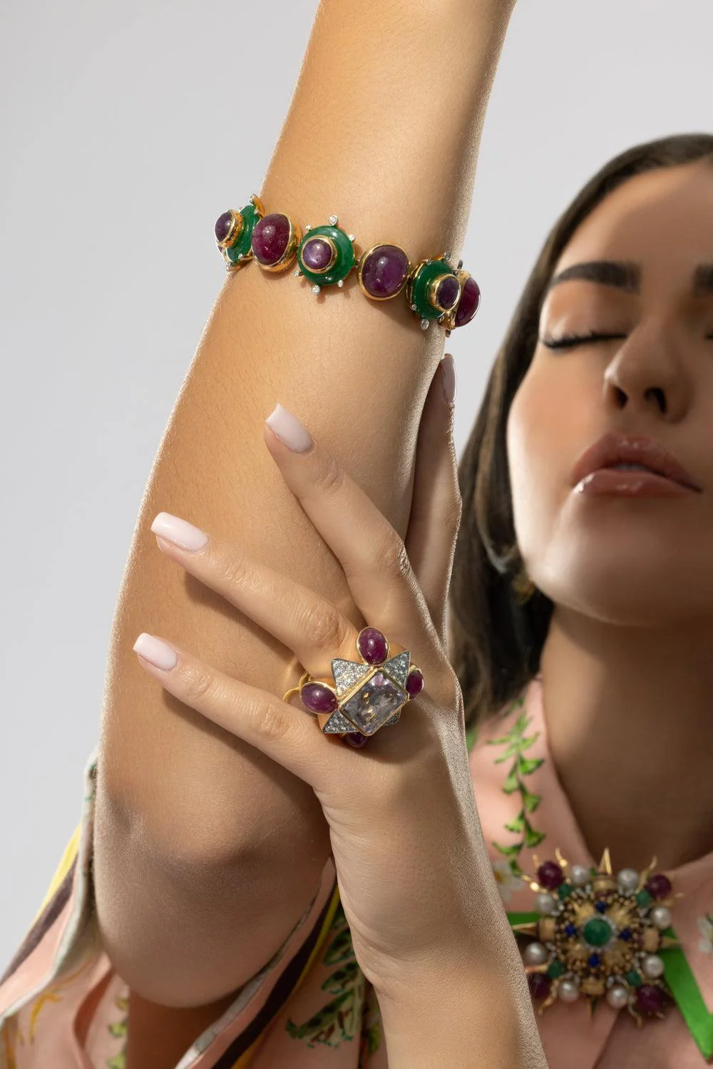 Ruby Agate Diamond Bracelet - Image 4