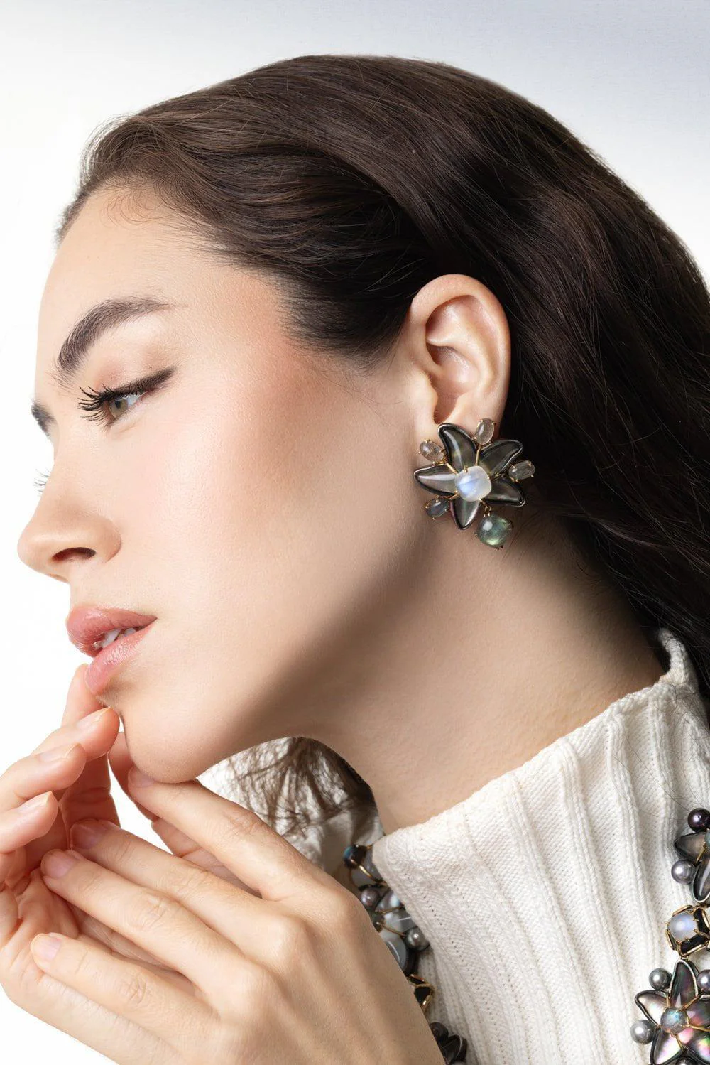 Star Moonstone Earrings - Image 3