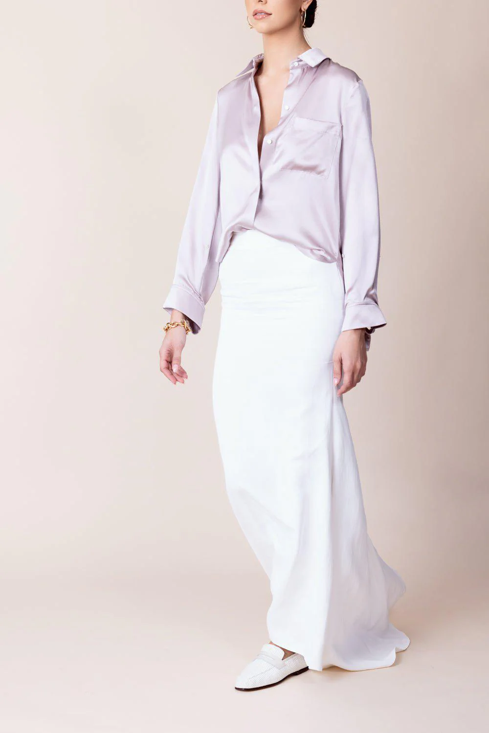 Boyfriend Silk Shirt - Artic Dust - Image 2