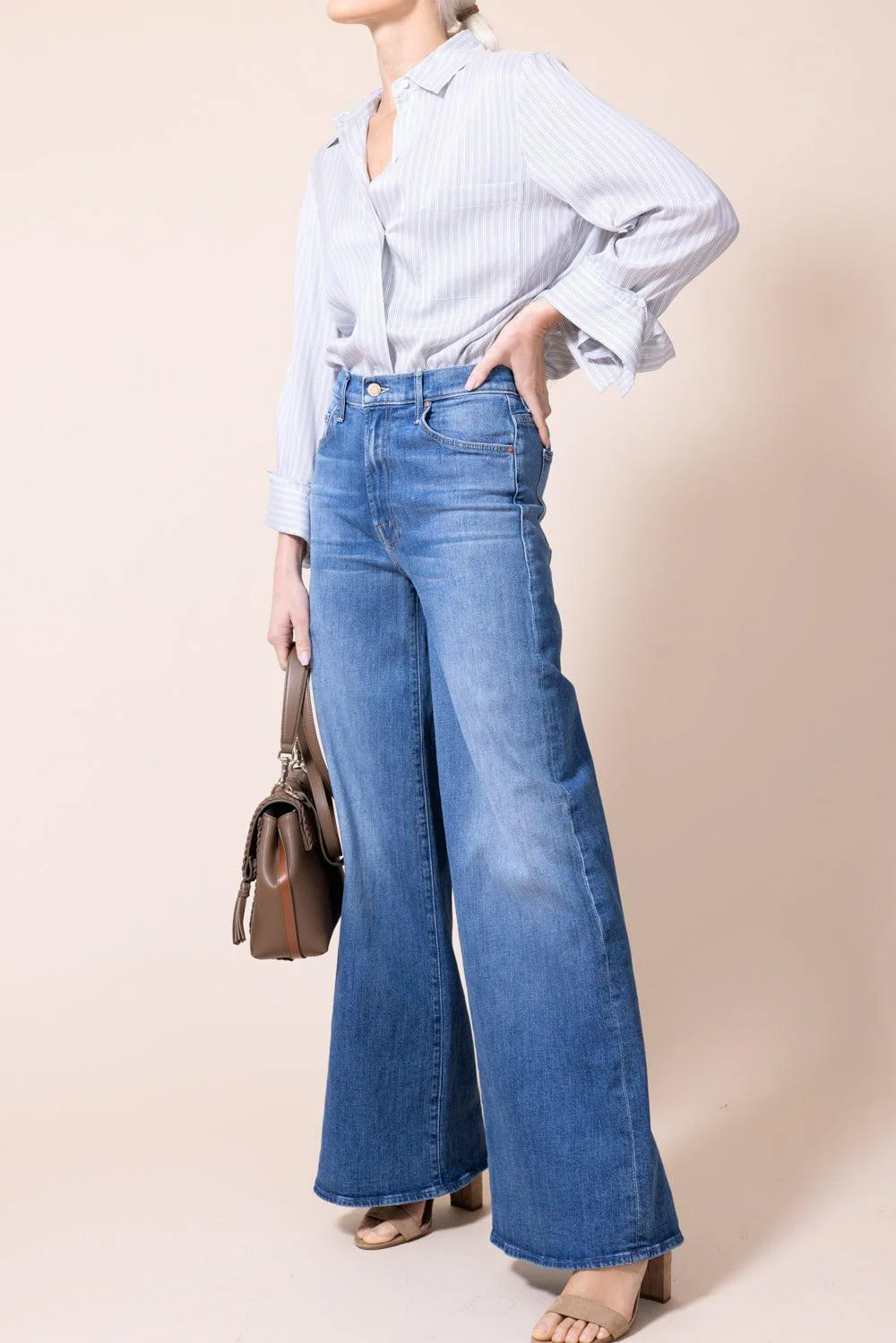 Boyfriend Silk Shirt - Blue Stripe - Image 4