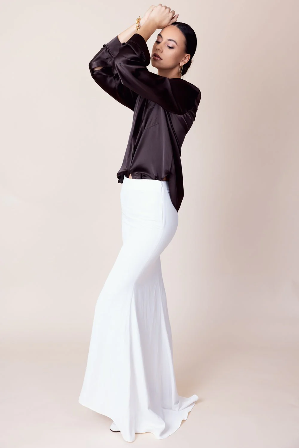 Boyfriend Silk Shirt - Turkish Coffee - Image 2