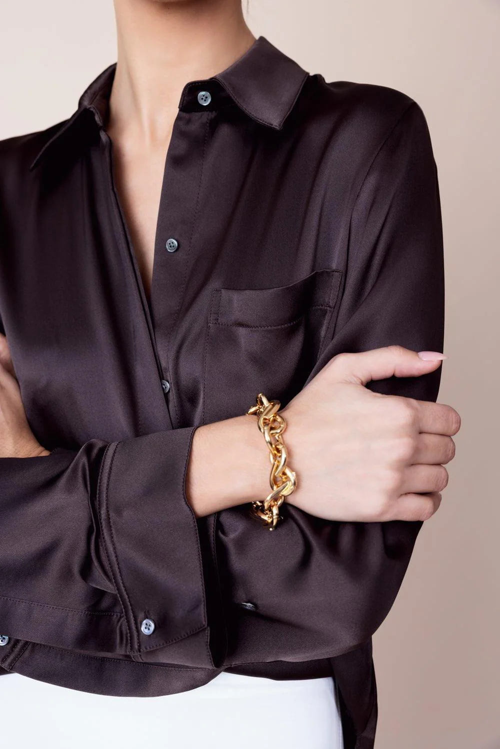 Boyfriend Silk Shirt - Turkish Coffee - Image 4