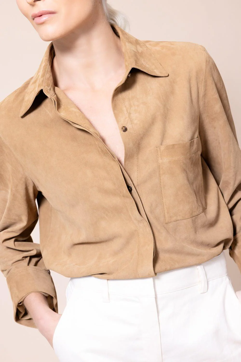 Boyfriend Suede Shirt - Tobacco - Image 5