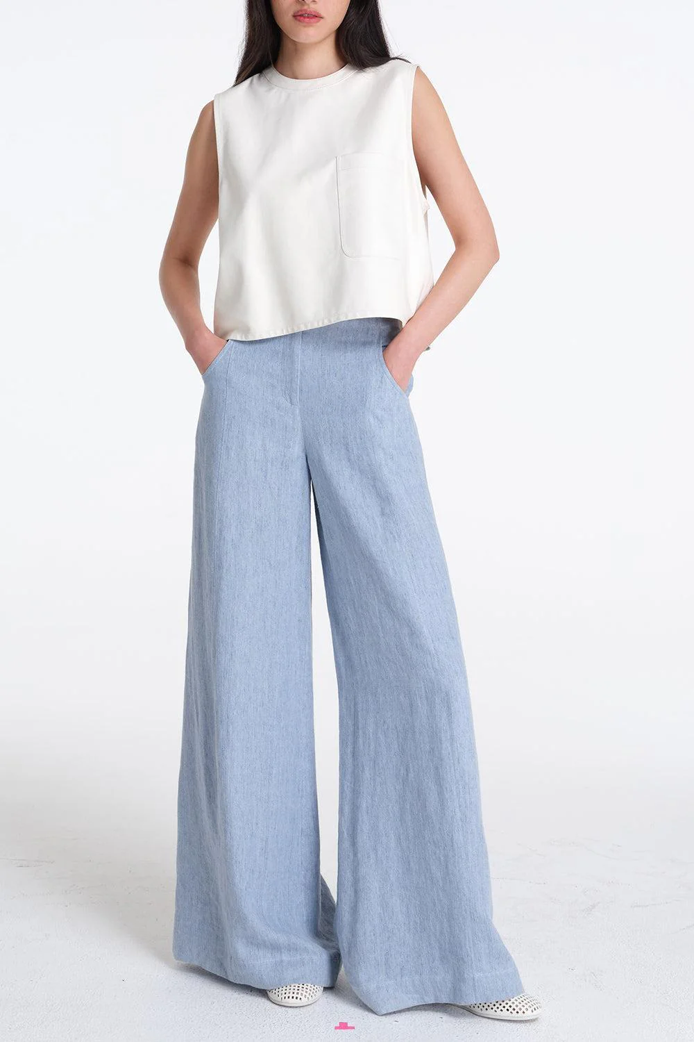 Cropped Muscle Tank - Bone - Image 2