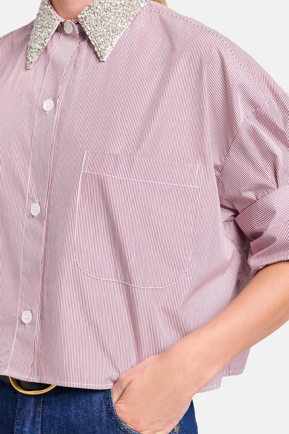 Next Ex Crystal Collar Shirt - White Wine - Image 3