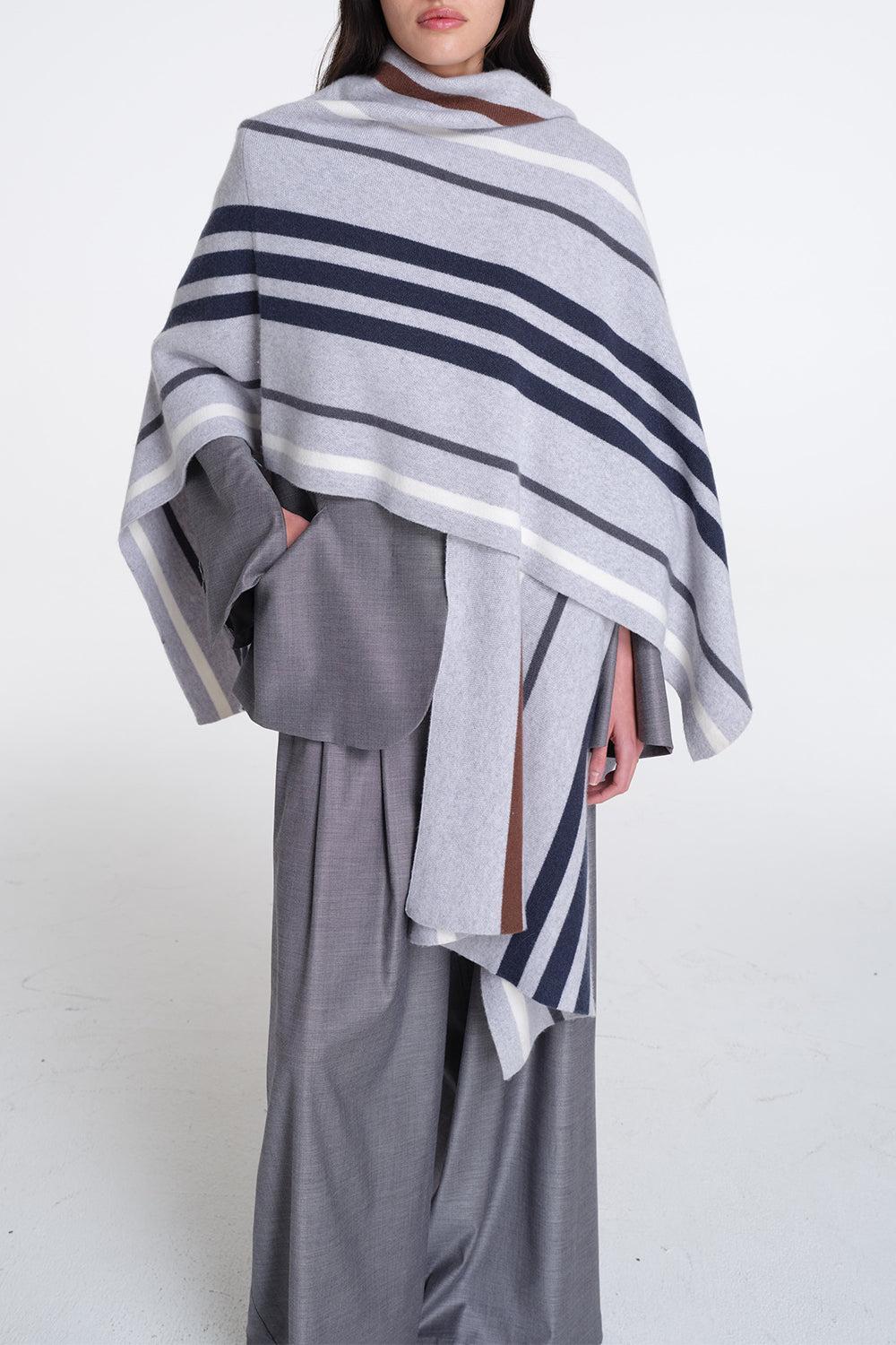 Striped Wrap Poncho - Image 3