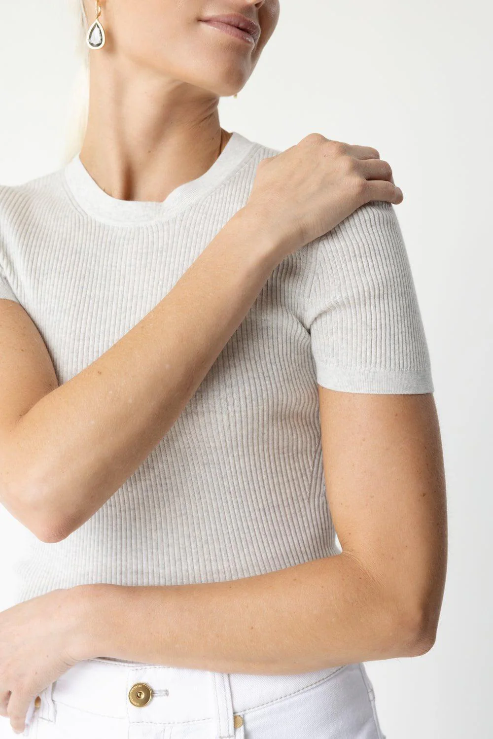 Tease Tee - White Heather Grey - Image 3