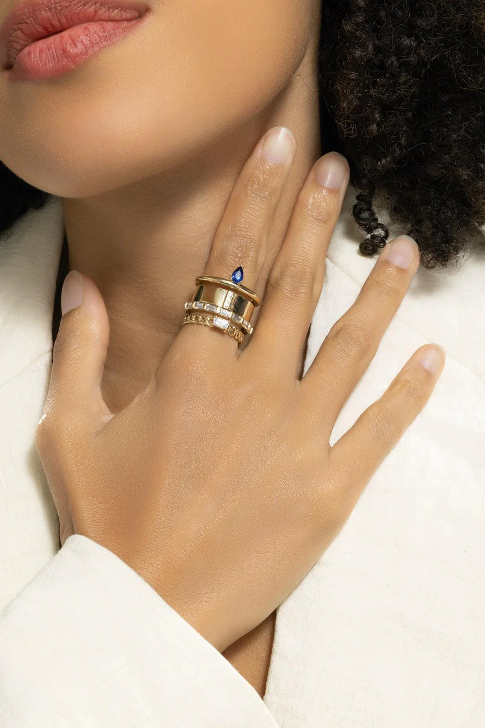 Blue Sapphire Type Stack Ring - Image 3