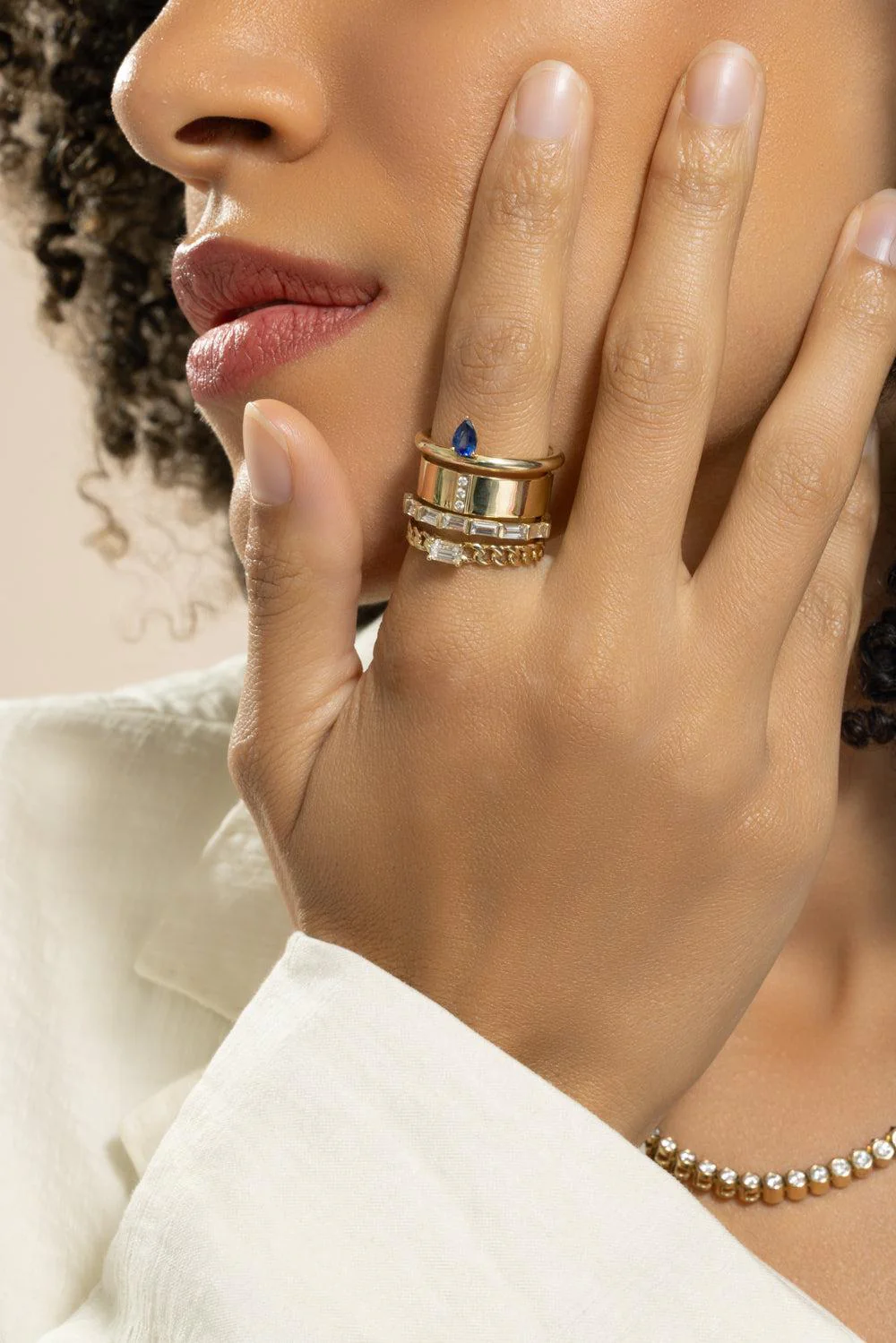 Blue Sapphire Type Stack Ring - Image 4