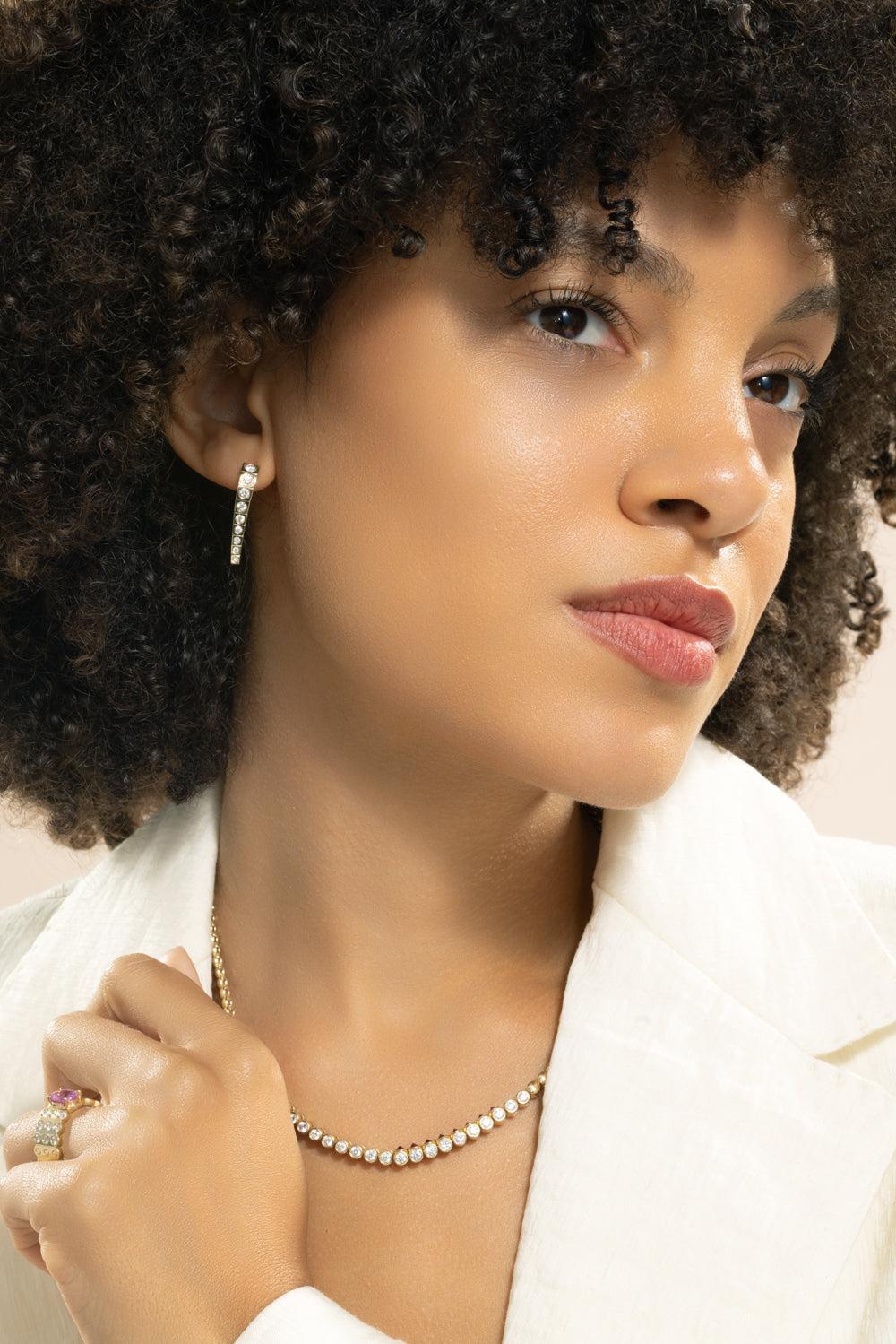 Diamond Leggo Small Earrings - Image 2