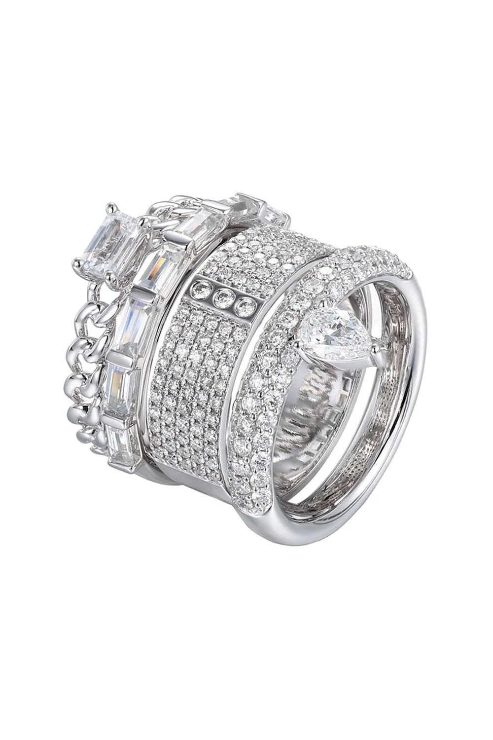 Diamond Mixed Metal Typestack Band