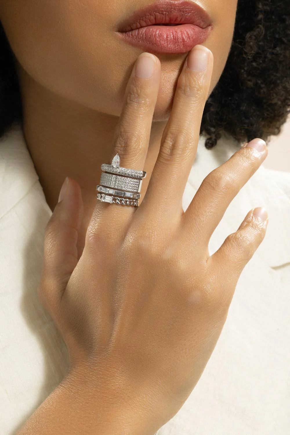 Diamond Mixed Metal Typestack Band - Image 2