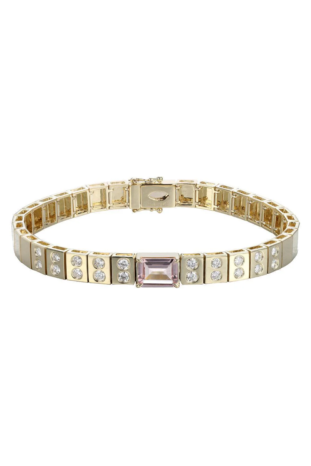 Morganite Diamond Leggo Id Tennis Bracelet