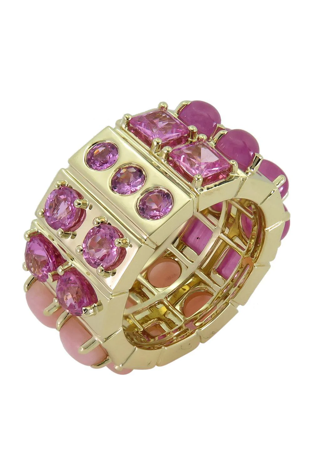 Pink Sapphire Spin Cigar Band Ring