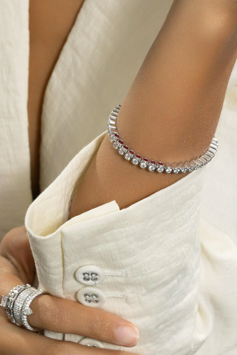 Ruby Diamond Tubbo Sideway Tennis Bracelet - Image 3