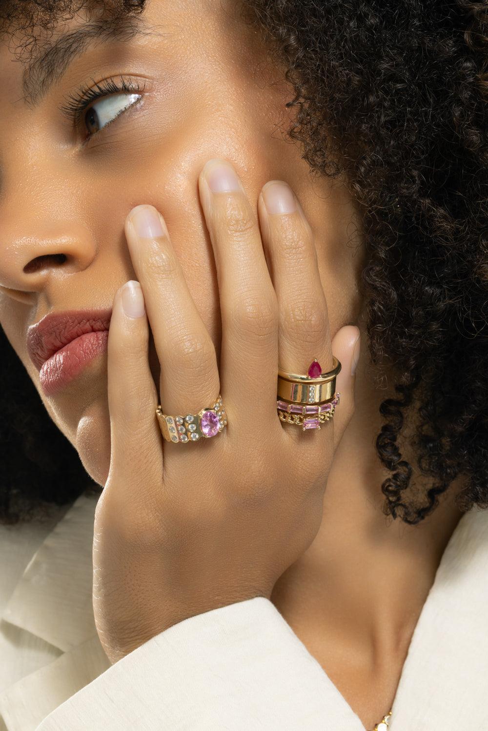 Stack Ruby Pink Sapphire Type Ring - Image 2