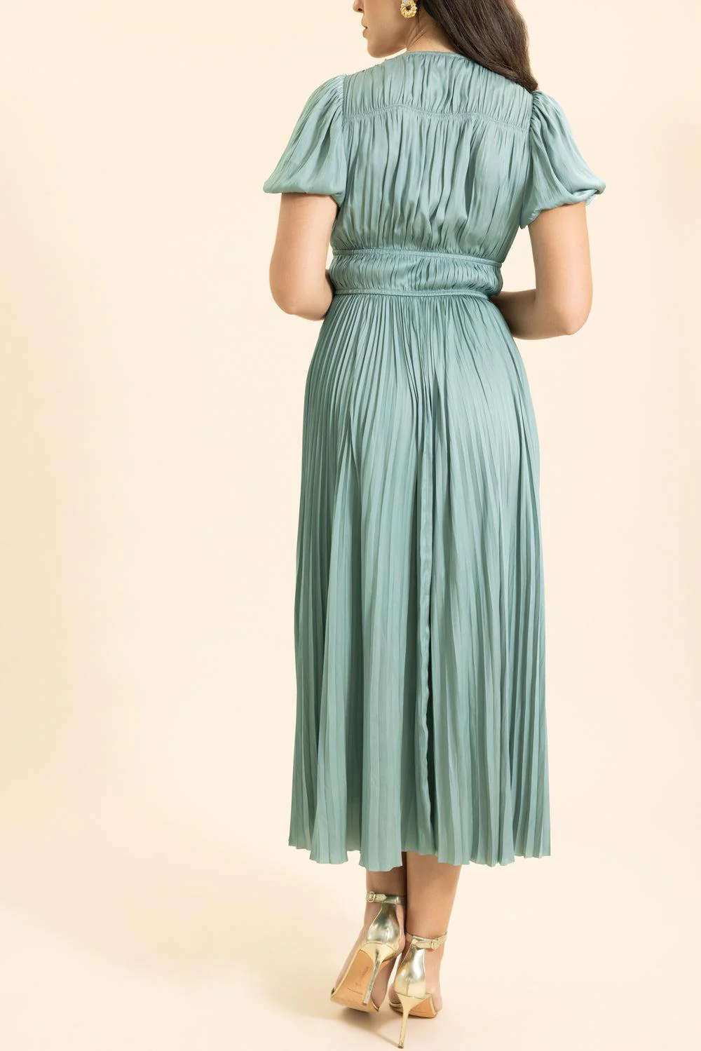 Audra Puff Sleeve Dress - Sea Glass - Image 4