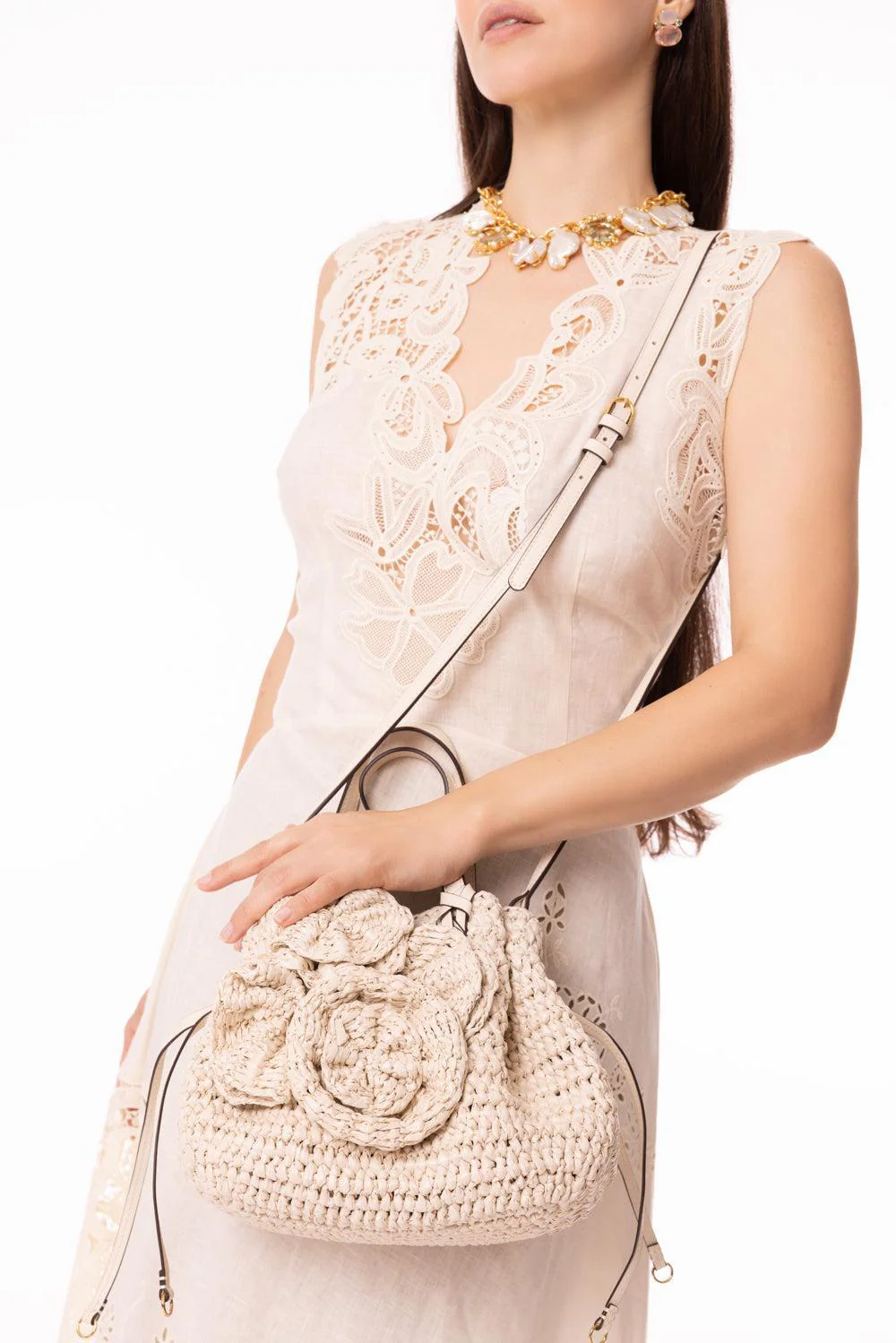 Gio Crossbody Bag - Floral Raffia - Image 2