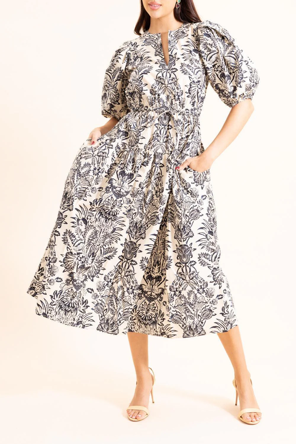 Harriet Puff Sleeve Midi Dress - Image 2