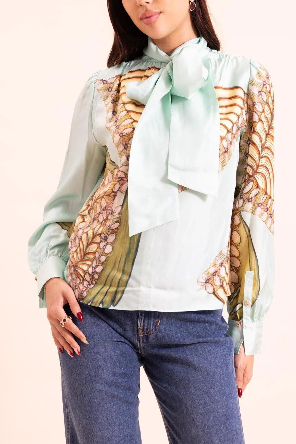 Ornament Tie Neck Blouse - Image 3