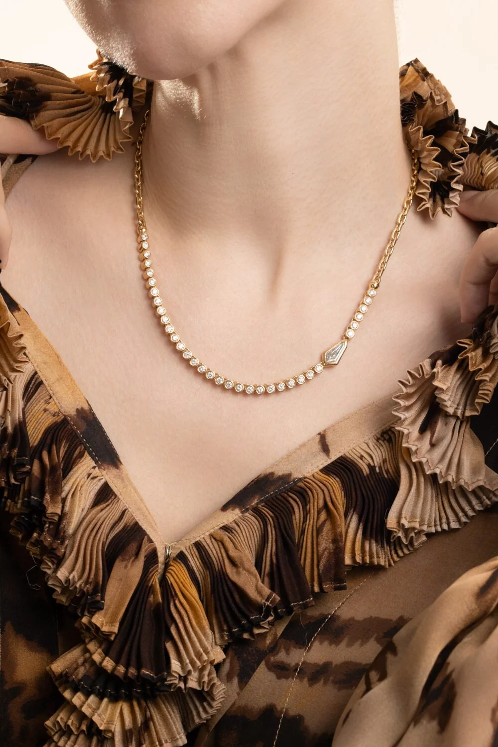 Champagne  Diamond Kite Vessel Tennis Necklace - Image 2