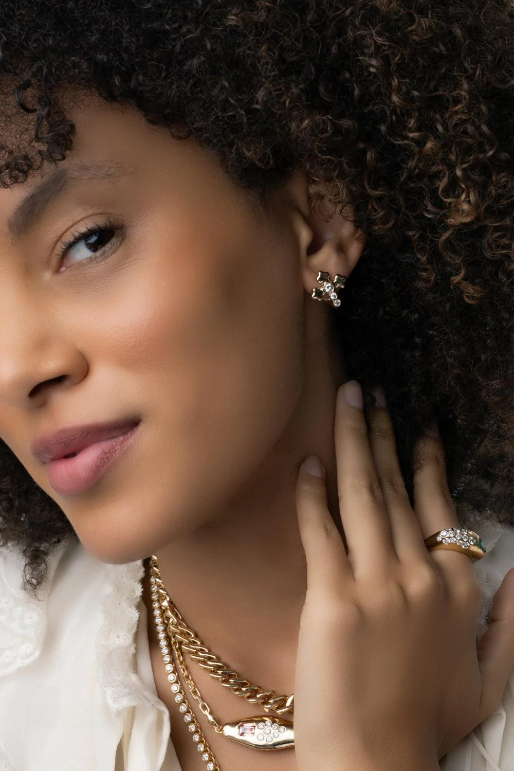Diamond Cross Huggie Earrings - Image 2