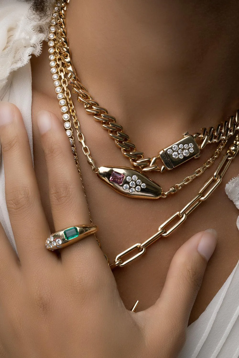 Diamond Curb Chain Necklace - Image 4