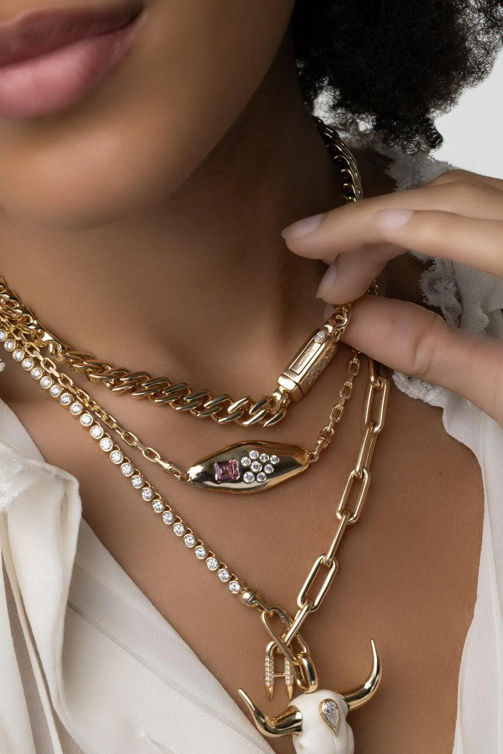 Diamond Curb Chain Necklace - Image 6