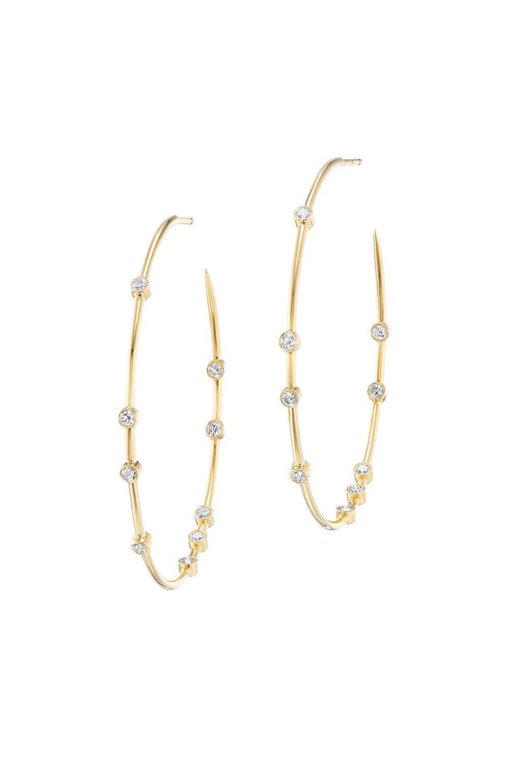 Diamond Float Hoop Earrings
