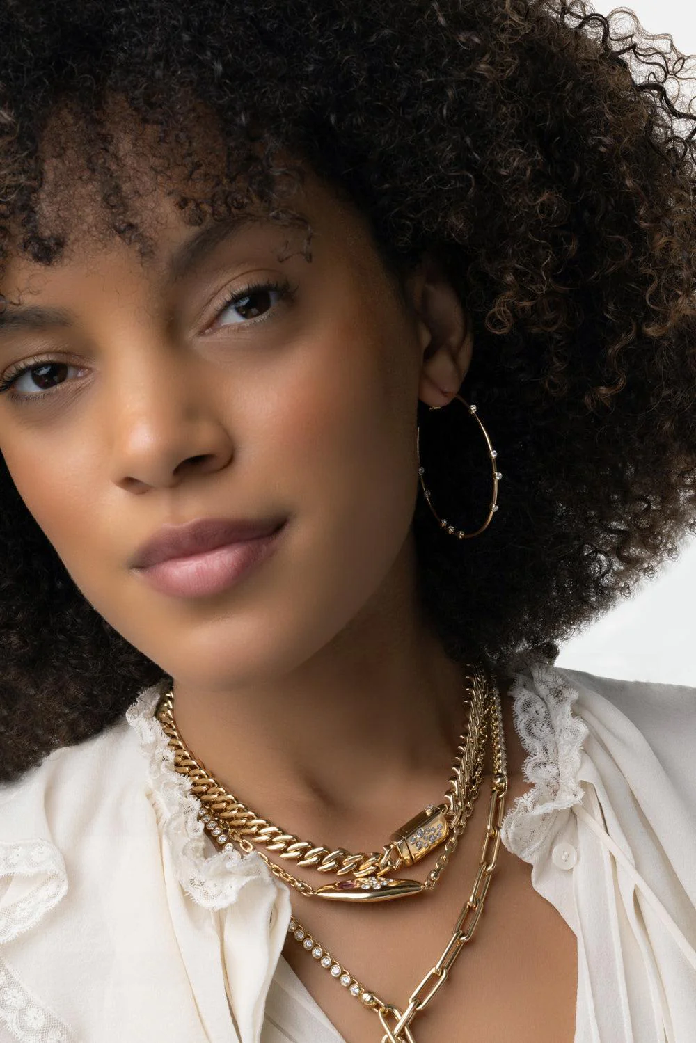 Diamond Float Hoop Earrings - Image 3
