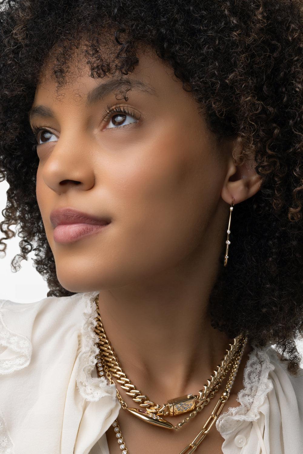 Diamond Float Hoop Earrings - Image 4
