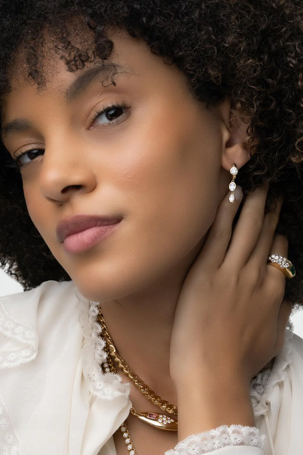 Diamond Tusk Drop Earrings - Image 3