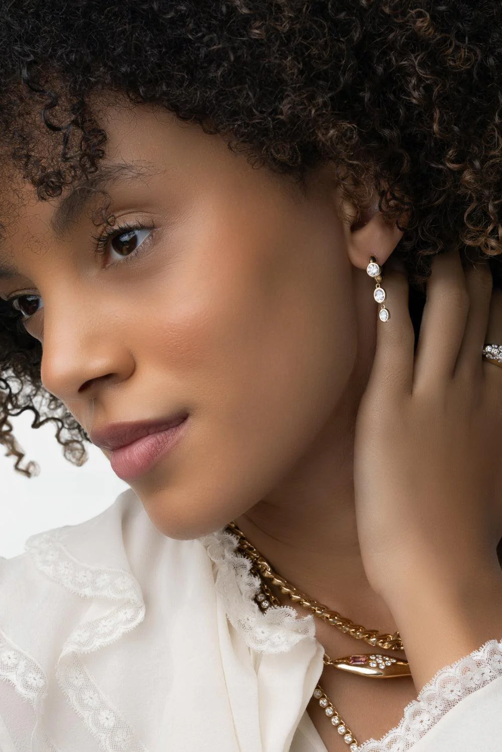 Diamond Tusk Drop Earrings - Image 4