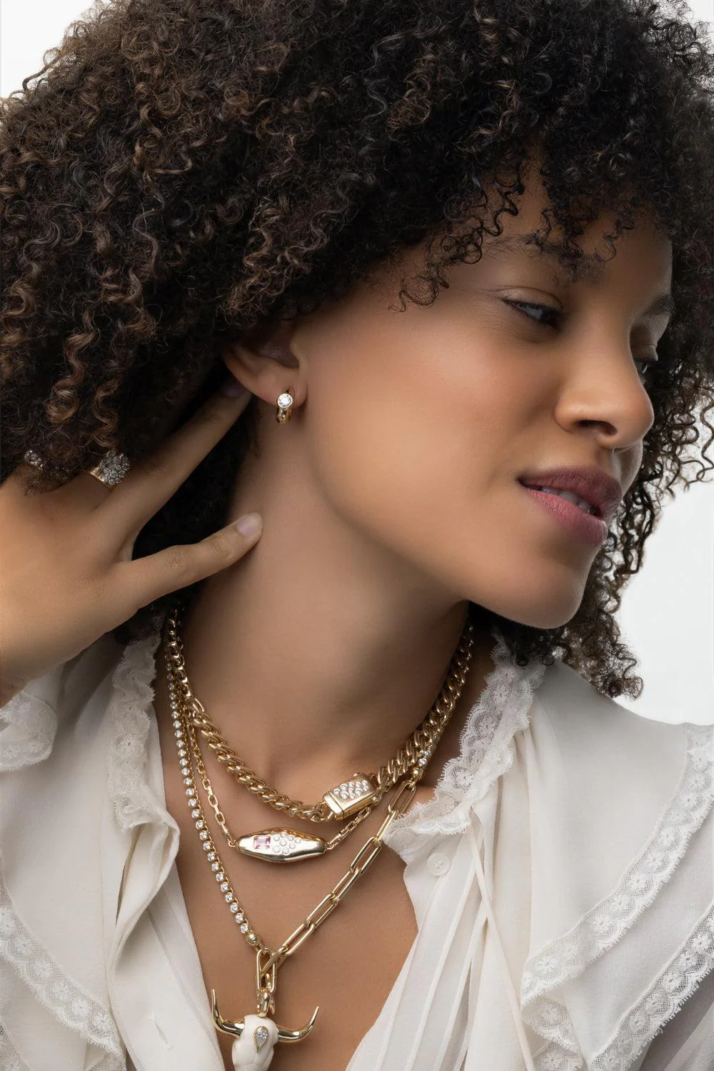 Diamond Tusk Huggie Earrings - Image 2