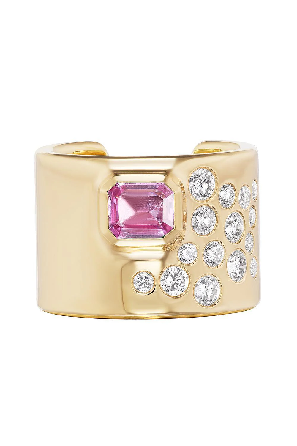 Pink Sapphire Diamond Cuff Ring