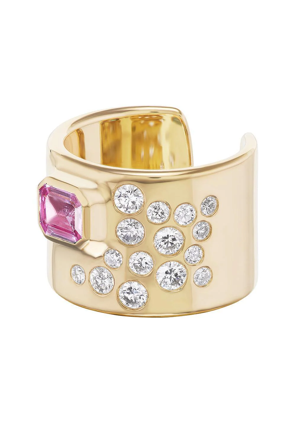 Pink Sapphire Diamond Cuff Ring - Image 4
