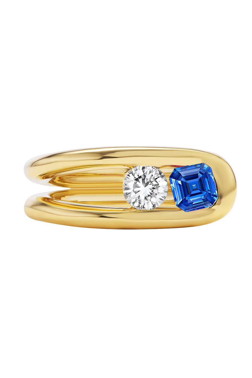 Blue Sapphire Diamond Impact Ring
