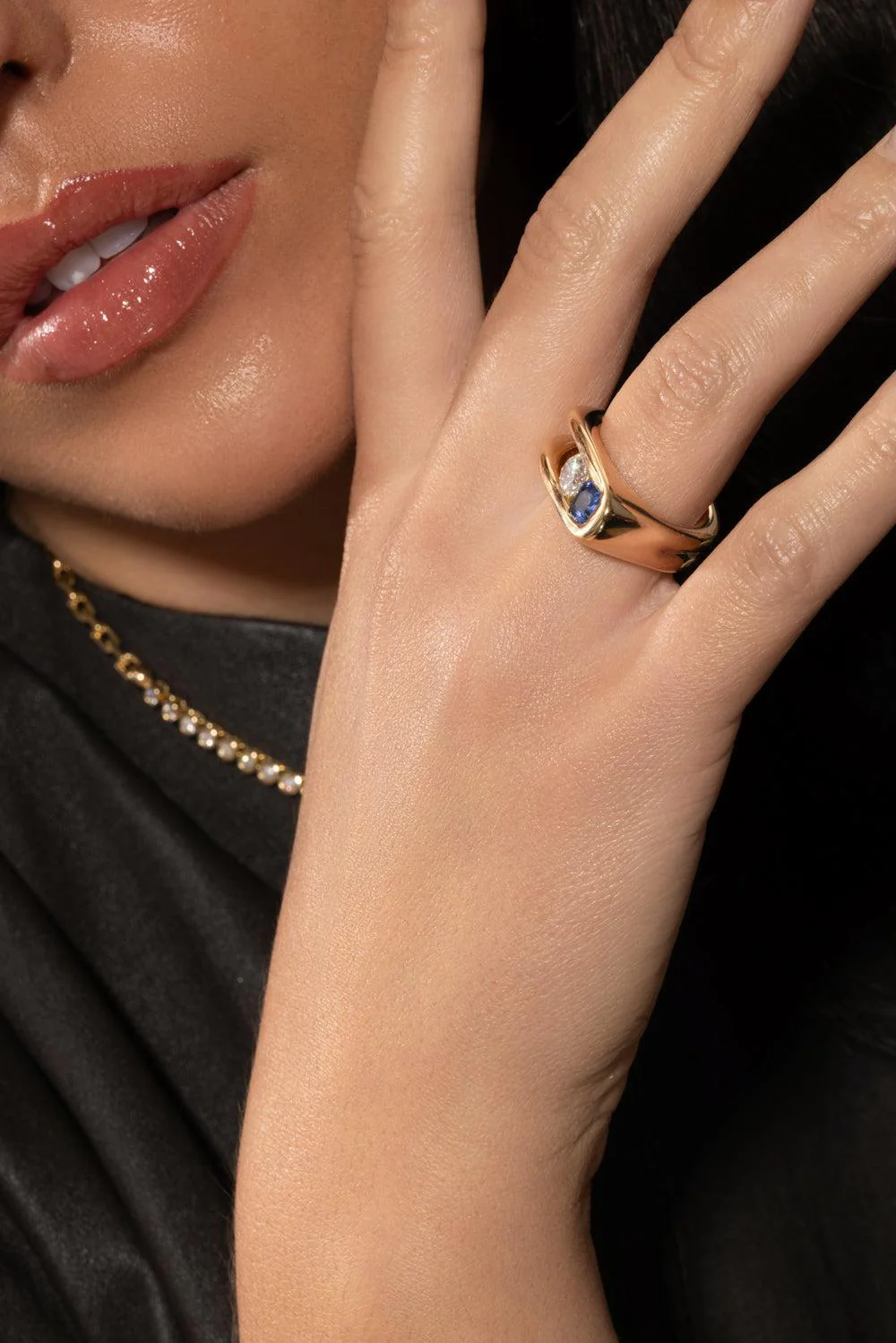 Blue Sapphire Diamond Impact Ring - Image 4
