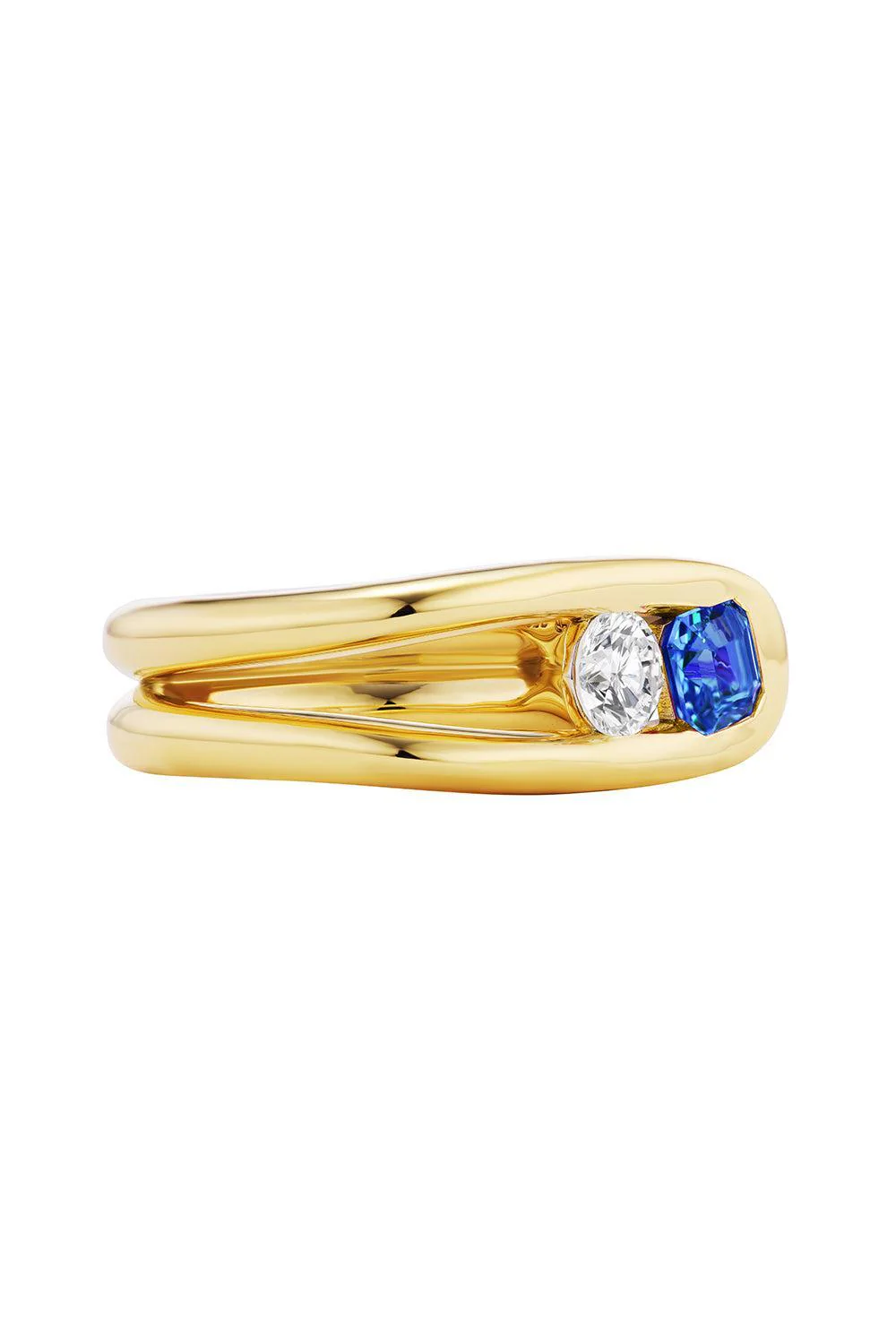 Blue Sapphire Diamond Impact Ring - Image 6