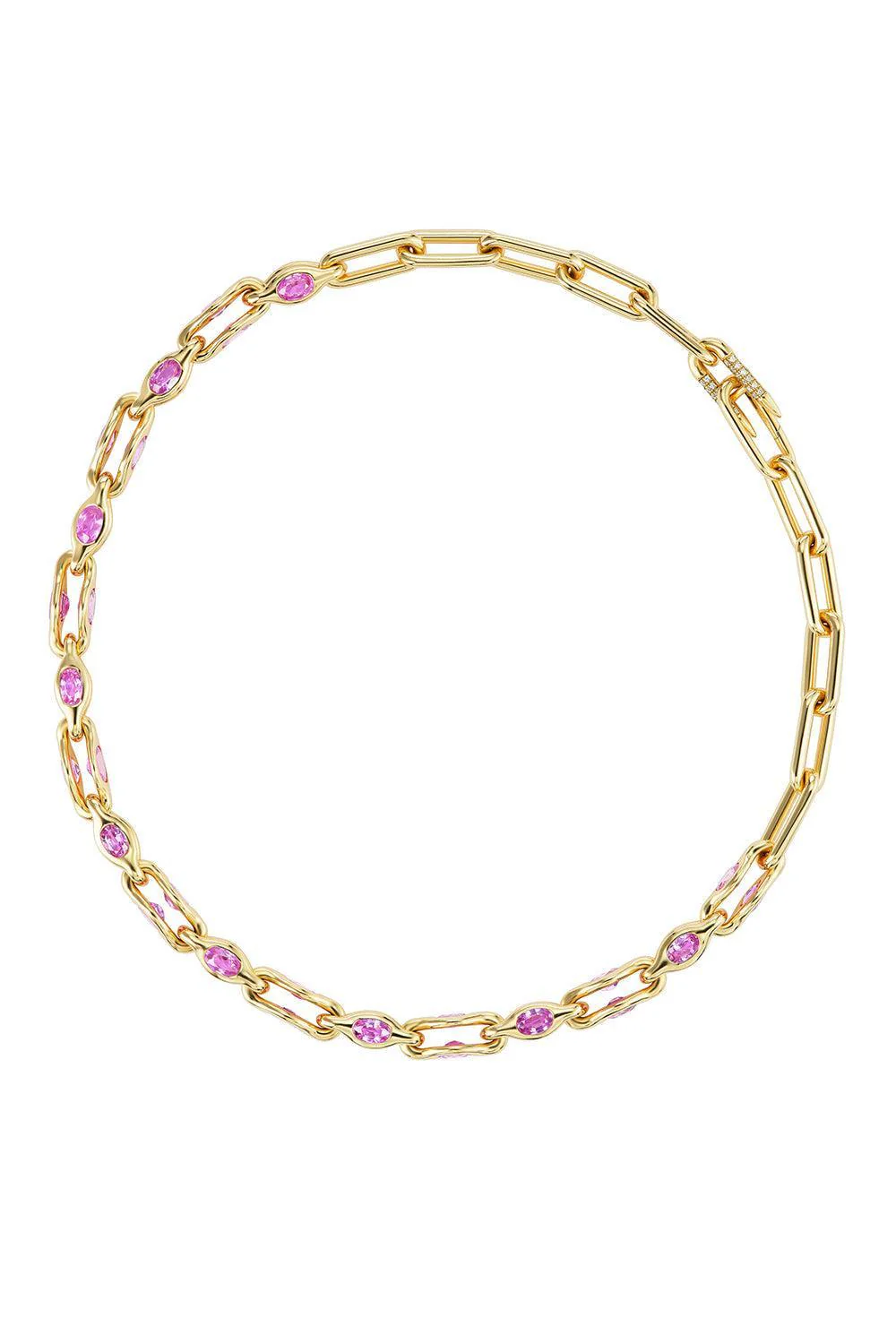 Pink Sapphire Gem Heavy Metal Necklace