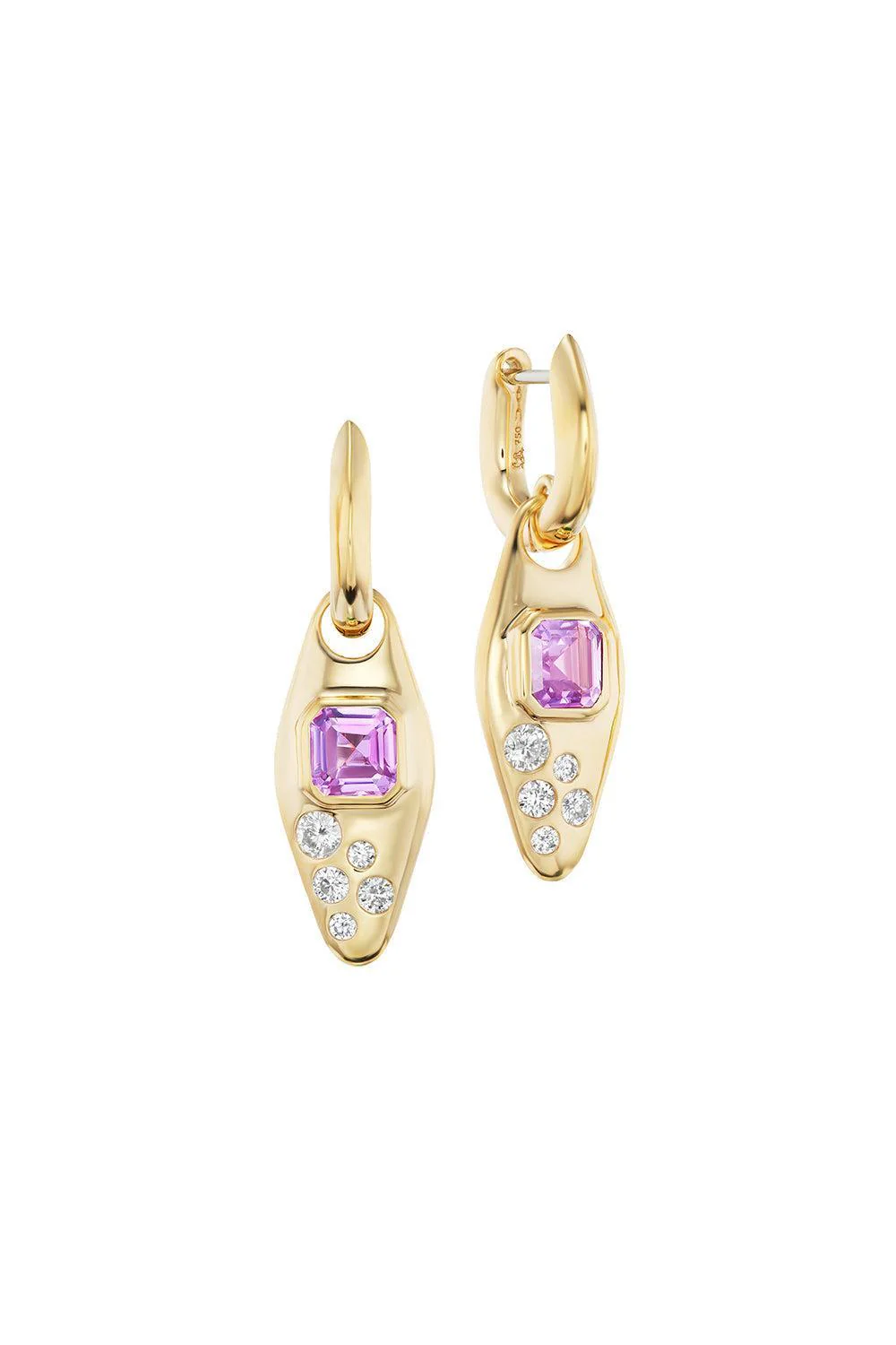 Pink Sapphire Vessel Huggie Earrings