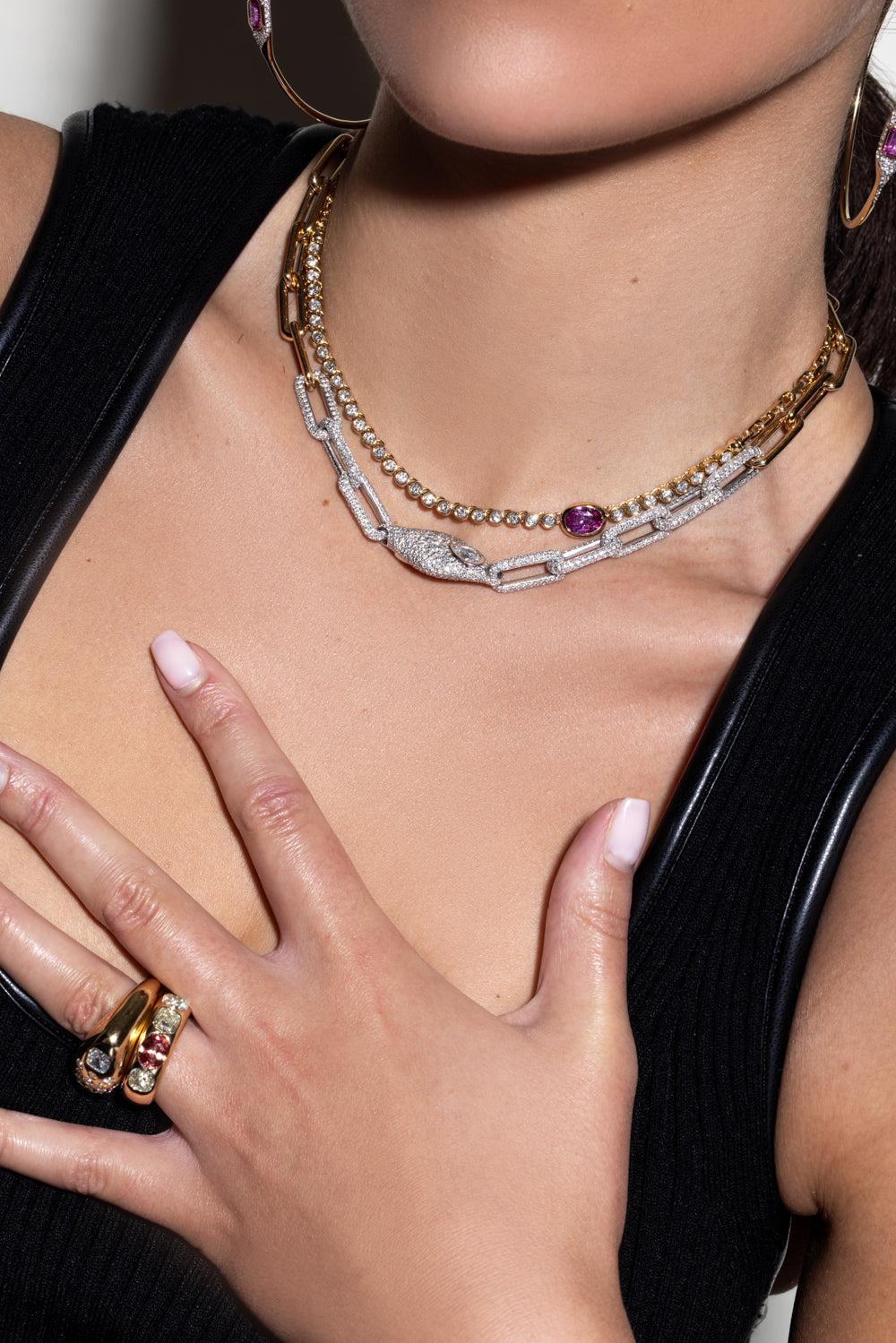 Pink Sapphire Vessel Tennis Necklace - Image 3