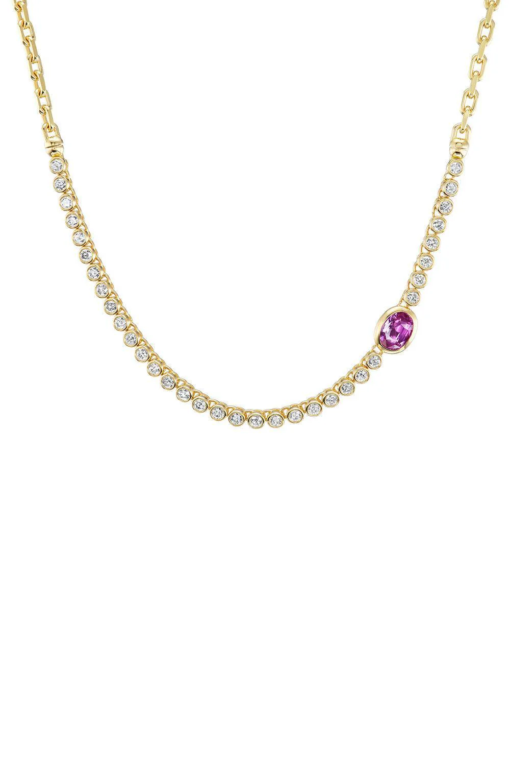 Pink Sapphire Vessel Tennis Necklace - Image 5