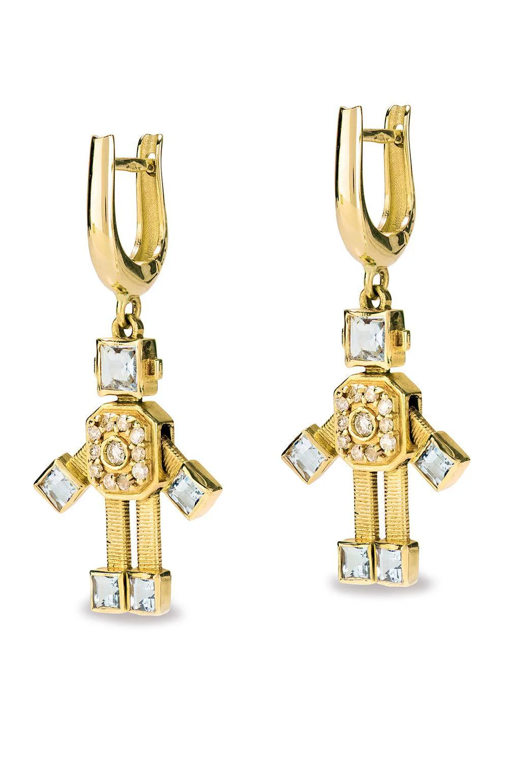 Aquamarine Van Robot Earrings