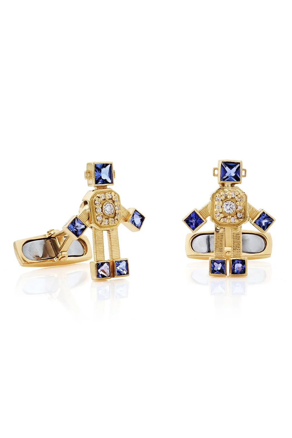 Diamond Tanzanite Robot Cufflinks