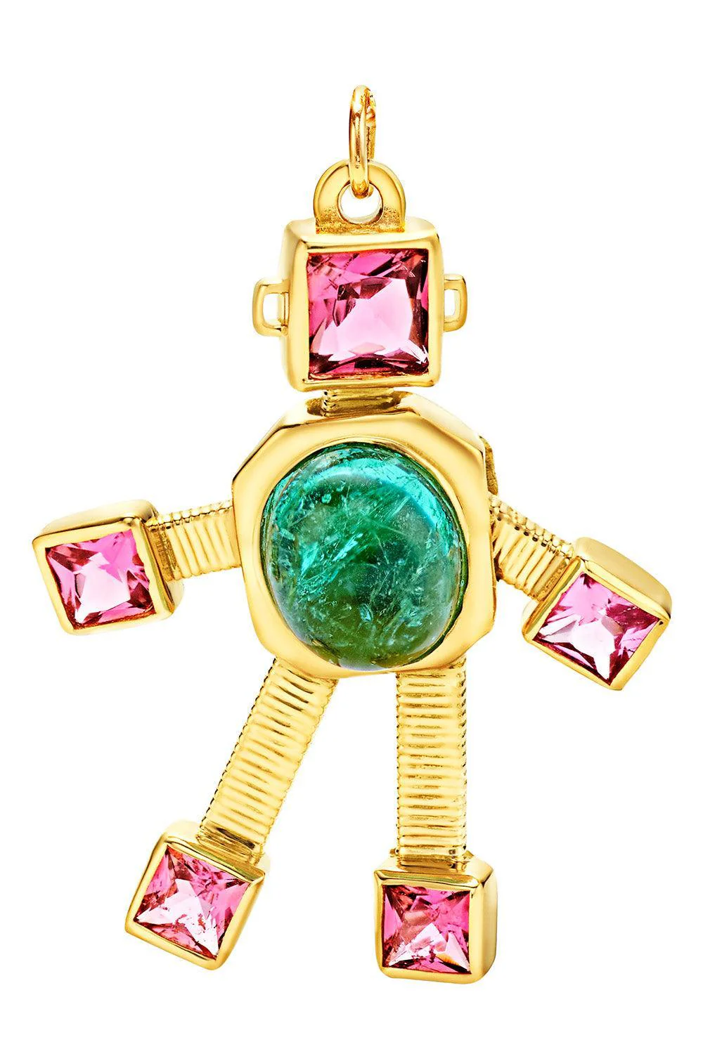 Pariaba Tourmaline Rubellite Mini Heart Robot Pendant
