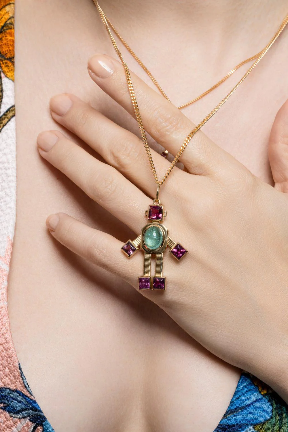 Paraiba Tourmaline Rubellite Maxi Robot Pendant - Image 3
